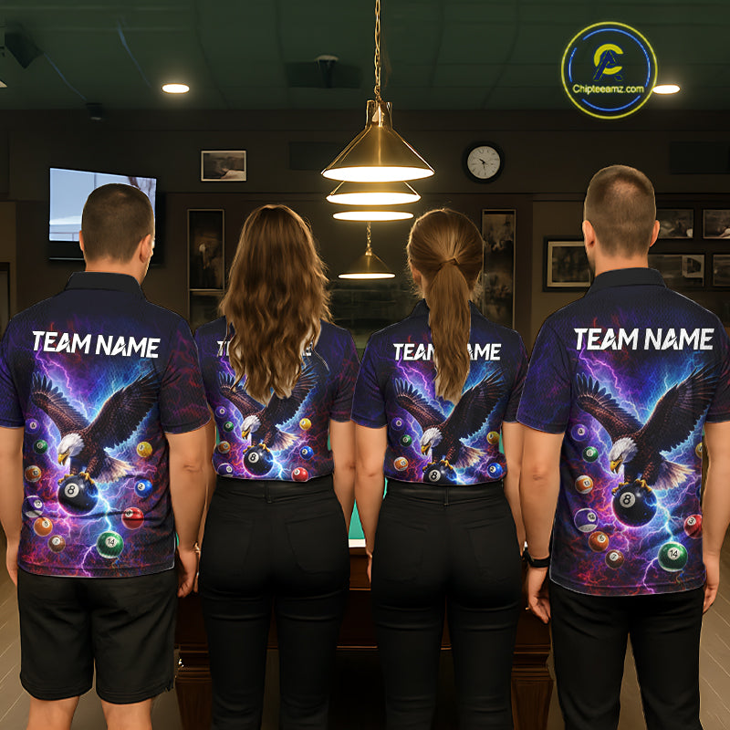 Custom Colorful Lightning Eagle Billiard Shirt For Women, 8 Ball Pool Team Jersey Polo & 1/4 Zip TDM6157
