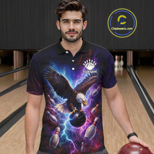 Load image into Gallery viewer, Custom Colorful Thunder Lightning Eagle Bowling Shirt For Men, Bowling Team Jersey Polo &amp; 1/4 Zip TDM6158