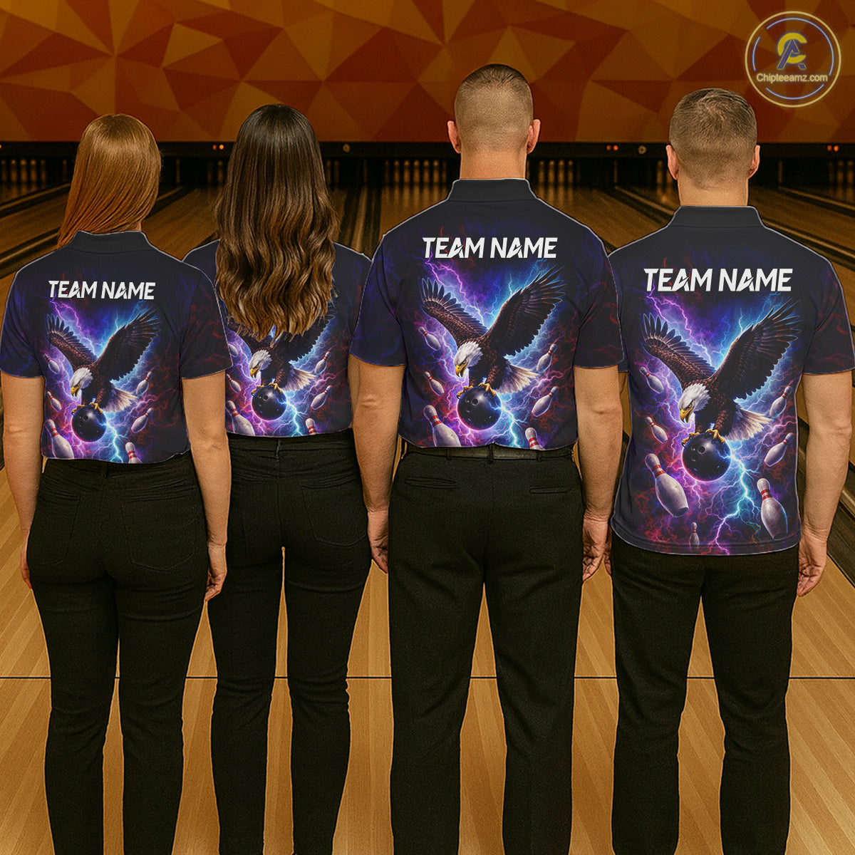 Custom Colorful Thunder Lightning Eagle Bowling Shirt For Men, Bowling Team Jersey Polo & 1/4 Zip TDM6158