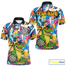 Load image into Gallery viewer, Funny Alligator Colorful Graffiti Darts Shirt For Men Custom Darts Team Jersey Polo &amp; 1/4 Zip TDM6392