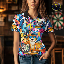 Load image into Gallery viewer, Funny Cat Colorful Graffiti Darts Shirt For Women Custom Darts Team Jersey Polo &amp; 1/4 Zip TDM6393