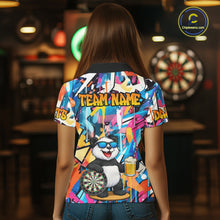 Load image into Gallery viewer, Funny Panda Colorful Graffiti Darts Shirt For Women Custom Darts Team Jersey Polo &amp; 1/4 Zip TDM6394