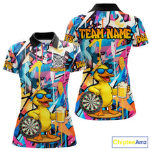 Load image into Gallery viewer, Funny Duck Colorful Graffiti Darts Shirt For Women Custom Darts Team Jersey Polo &amp; 1/4 Zip TDM6396