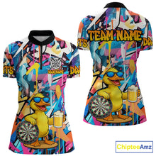 Load image into Gallery viewer, Funny Duck Colorful Graffiti Darts Shirt For Women Custom Darts Team Jersey Polo &amp; 1/4 Zip TDM6396