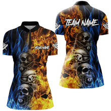 Load image into Gallery viewer, Personalized Unique Skull Fire Water 3D Billiard Shirts For Women, Billiard Jersey Apparel For Team TDM2085