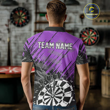 Load image into Gallery viewer, Purple Grunge Darts Shirts For Men Custom Darts Jerseys With Pocket Option TDM4856