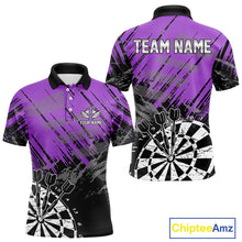 Load image into Gallery viewer, Purple Grunge Darts Shirts For Men Custom Darts Jerseys With Pocket Option TDM4856