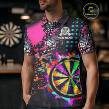 Load image into Gallery viewer, Personalized Colorful Grunge Funny Darts Shirt For Men Custom Darts Jersey Team Polo &amp; 1/4 Zip TDM5068