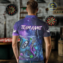 Load image into Gallery viewer, Funny Blue Purple Galaxy Alien Dart Shirts For Men Custom Glowing Dart Jersey Team Polo &amp; 1/4 Zip TDM5075