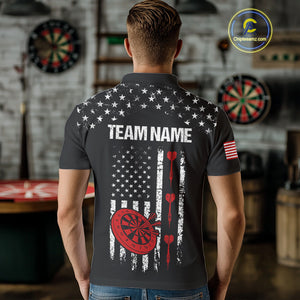 Personalized American Flag Darts Jersey For Men Custom Patriotic Darts Team Polo & 1/4 Zip Shirt TDM5077