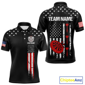 Personalized American Flag Darts Jersey For Men Custom Patriotic Darts Team Polo & 1/4 Zip Shirt TDM5077