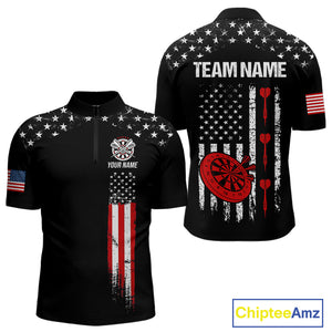 Personalized American Flag Darts Jersey For Men Custom Patriotic Darts Team Polo & 1/4 Zip Shirt TDM5077