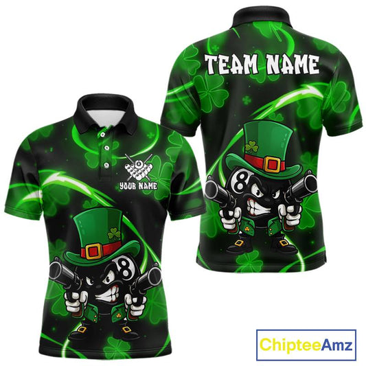 Personalized St Patrick Day 8 Ball Billiard Shirt For Men, Funny Shamrock Luckiest Billiard Jersey TDM5538