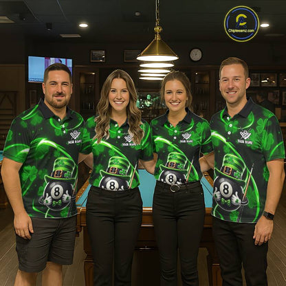Personalized St Patrick Day 8 Ball Billiard Shirt For Women, Funny Shamrock Luckiest Billiard Jersey TDM5539