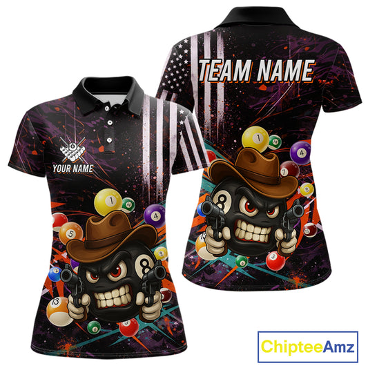 Funny 8 Ball Pool Graffiti Style Billiard Shirt For Women Custom Billiard Team Jersey Outfit TDM5548