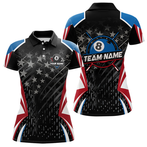 Personalized 8 Ball Pool Billiard Jerseys For Women Custom US Flag Billiard Shirts Team Pool Player TDM3632