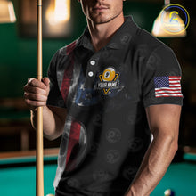 Load image into Gallery viewer, Personalized Vintage Smoke US Flag Billiard Shirts For Men, 9 Ball Pool Patriotic Billiard Jerseys TDM3633