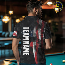 Load image into Gallery viewer, Personalized Vintage Smoke US Flag Billiard Shirts For Men, 9 Ball Pool Patriotic Billiard Jerseys TDM3633