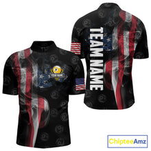 Load image into Gallery viewer, Personalized Vintage Smoke US Flag Billiard Shirts For Men, 9 Ball Pool Patriotic Billiard Jerseys TDM3633