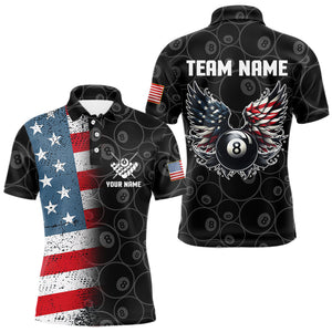 Personalized US Flag Funny 8 Ball Pool Wings Billiard Shirts For Men, American Team Billiard Jersey TDM3634