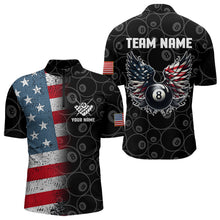 Load image into Gallery viewer, Personalized US Flag Funny 8 Ball Pool Wings Billiard Shirts For Men, American Team Billiard Jersey TDM3634