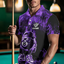 Load image into Gallery viewer, Personalized Purple Funny 8 Ball Pool Flame Men's Billiard Shirts, Billiard Team Shirts Pool Jerseys TDM3782