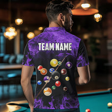 Load image into Gallery viewer, Personalized Purple Funny 8 Ball Pool Flame Men's Billiard Shirts, Billiard Team Shirts Pool Jerseys TDM3782