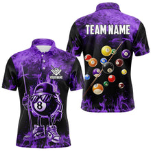 Load image into Gallery viewer, Personalized Purple Funny 8 Ball Pool Flame Men's Billiard Shirts, Billiard Team Shirts Pool Jerseys TDM3782