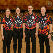 Load image into Gallery viewer, Personalized Orange Funny Flame Bowling Shirt For Women, Fire Bowling Team Jersey Polo &amp; 1/4 Zip TDM6163
