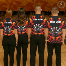 Load image into Gallery viewer, Personalized Orange Funny Flame Bowling Shirt For Women, Fire Bowling Team Jersey Polo &amp; 1/4 Zip TDM6163