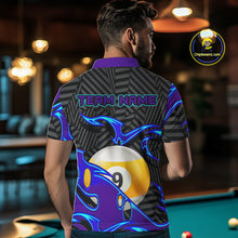 Load image into Gallery viewer, Personalized Blue Purple 9 Ball Pool Billiards Shirts For Men, Billiard Team Jersey Polo &amp;1/4 Zip TDM6403