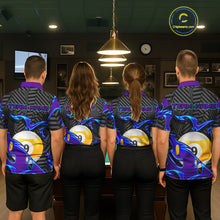 Load image into Gallery viewer, Personalized Blue Purple 9 Ball Pool Billiards Shirts For Women, Billiard Team Jersey Polo &amp; 1/4 Zip TDM6403