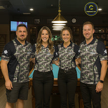 Load image into Gallery viewer, Personalized Green Camo Skull Billiard Shirt For Men, 9 Ball Billiard Team Jersey Polo &amp; 1/4 Zip TDM6401