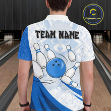 Load image into Gallery viewer, Custom Blue Funny Raccoon Bowling Jersey For Men Custom Bowling Shirts Team Polo &amp; Quarter Zip TDM6593