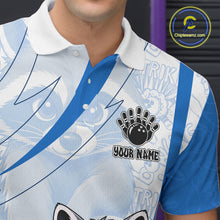 Load image into Gallery viewer, Custom Blue Funny Raccoon Bowling Jersey For Men Custom Bowling Shirts Team Polo &amp; Quarter Zip TDM6593