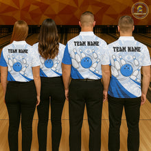 Load image into Gallery viewer, Custom Blue Funny Raccoon Bowling Jersey For Men Custom Bowling Shirts Team Polo &amp; Quarter Zip TDM6593