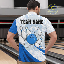Load image into Gallery viewer, Custom Blue Funny Raccoon Bowling Jersey For Men Custom Bowling Shirts Team Polo &amp; Quarter Zip TDM6593