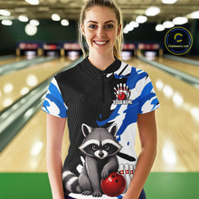 Load image into Gallery viewer, Custom Women's Bowling Shirts Funny Raccoon Bowling Jersey, Bowling Polo &amp; Quarter Zip Team Shirts TDM6597