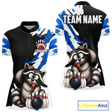 Load image into Gallery viewer, Bowling jersey with raccoon design and customizable text on a white background