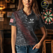 Load image into Gallery viewer, Red And Grey Camo Darts Shirt For Women Custom Camouflage Darts Team Jerseys Polo &amp; Quarter Zip TDM4432