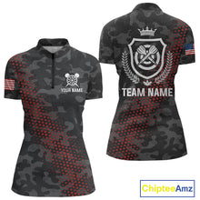 Load image into Gallery viewer, Red And Grey Camo Darts Shirt For Women Custom Camouflage Darts Team Jerseys Polo &amp; Quarter Zip TDM4432