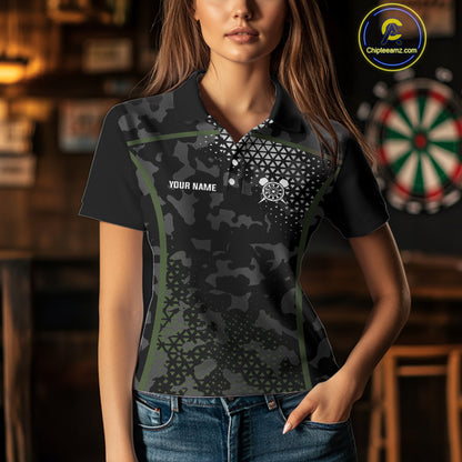 Black & Military Camo Darts Shirt For Women Custom Dart Jersey Pocket Option TDM4652