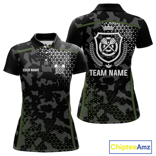 Black & Military Camo Darts Shirt For Women Custom Dart Jersey Pocket Option TDM4652
