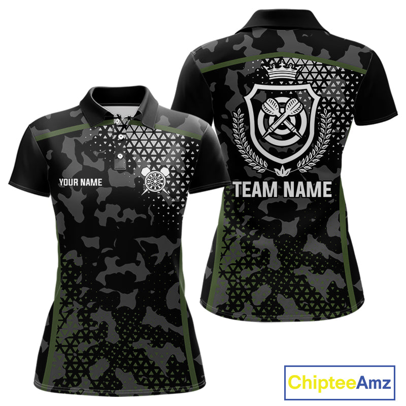 Black & Military Camo Darts Shirt For Women Custom Dart Jersey Pocket Option TDM4652