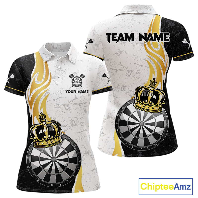 Personalized Dartboard Crown Gold Darts Shirt For Women Custom Darts Team Jersey Polo & 1/4 Zip TDM4653
