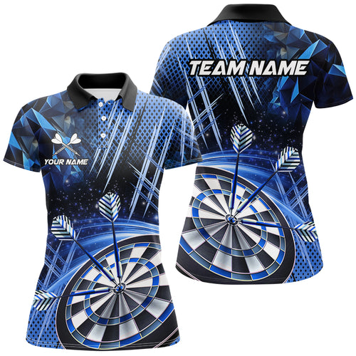 Personalized 3D Glitter Women Darts Shirts Custom Team Dart League Shirts Dart Jerseys |Blue TDM2580