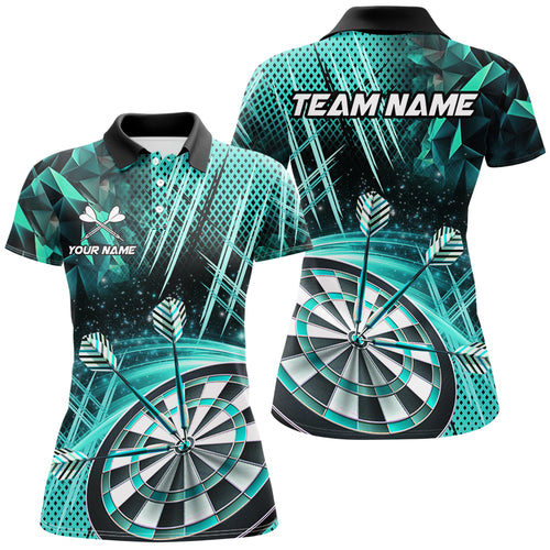 Personalized 3D Glitter Women Darts Shirts Custom Team Dart League Shirts Dart Jerseys |Turquoise TDM2581