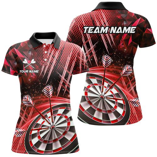 Personalized 3D Glitter Women Darts Shirts Custom Team Name Dart League Shirts Dart Jerseys |Red TDM2582