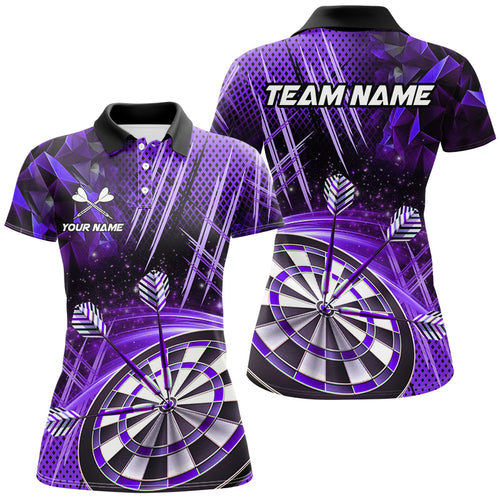 Personalized 3D Glitter Women Darts Shirts Custom Team Dart League Shirts Dart Jerseys |Purple TDM2583