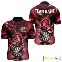 Load image into Gallery viewer, Red Lightning Thunder Scorpion Darts Shirt Polo &amp; 1/4 Zip For Men Custom Darts League Team Jersey TDM4866